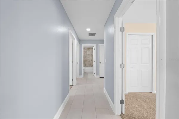 a view of hallway with a hallway