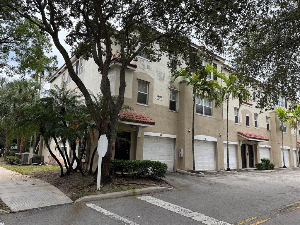 a front view of a house with a tree