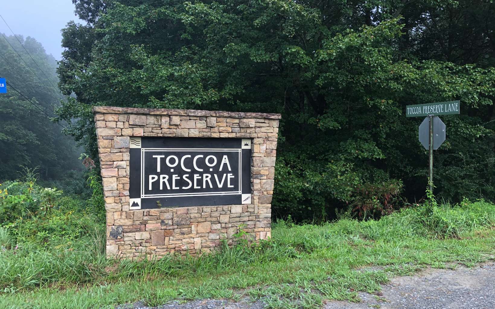 Lot 5 Toccoa Preserve Lane Blue Ridge, GA 30513 - Photo 1 of 1 a sign that is sitting on a brick wall