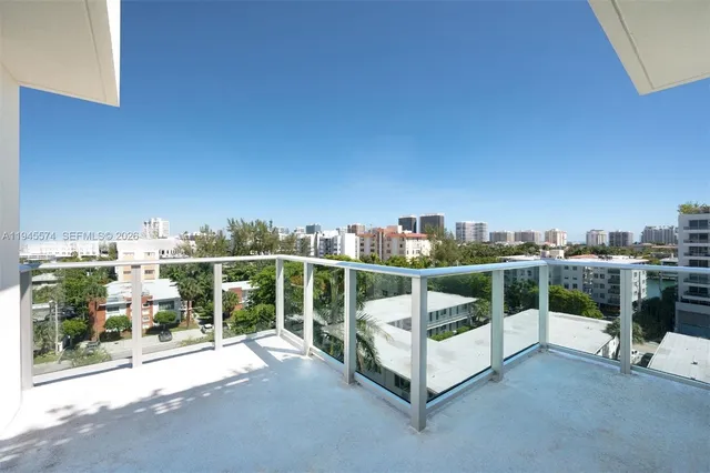 a view of a terrace with a bench
