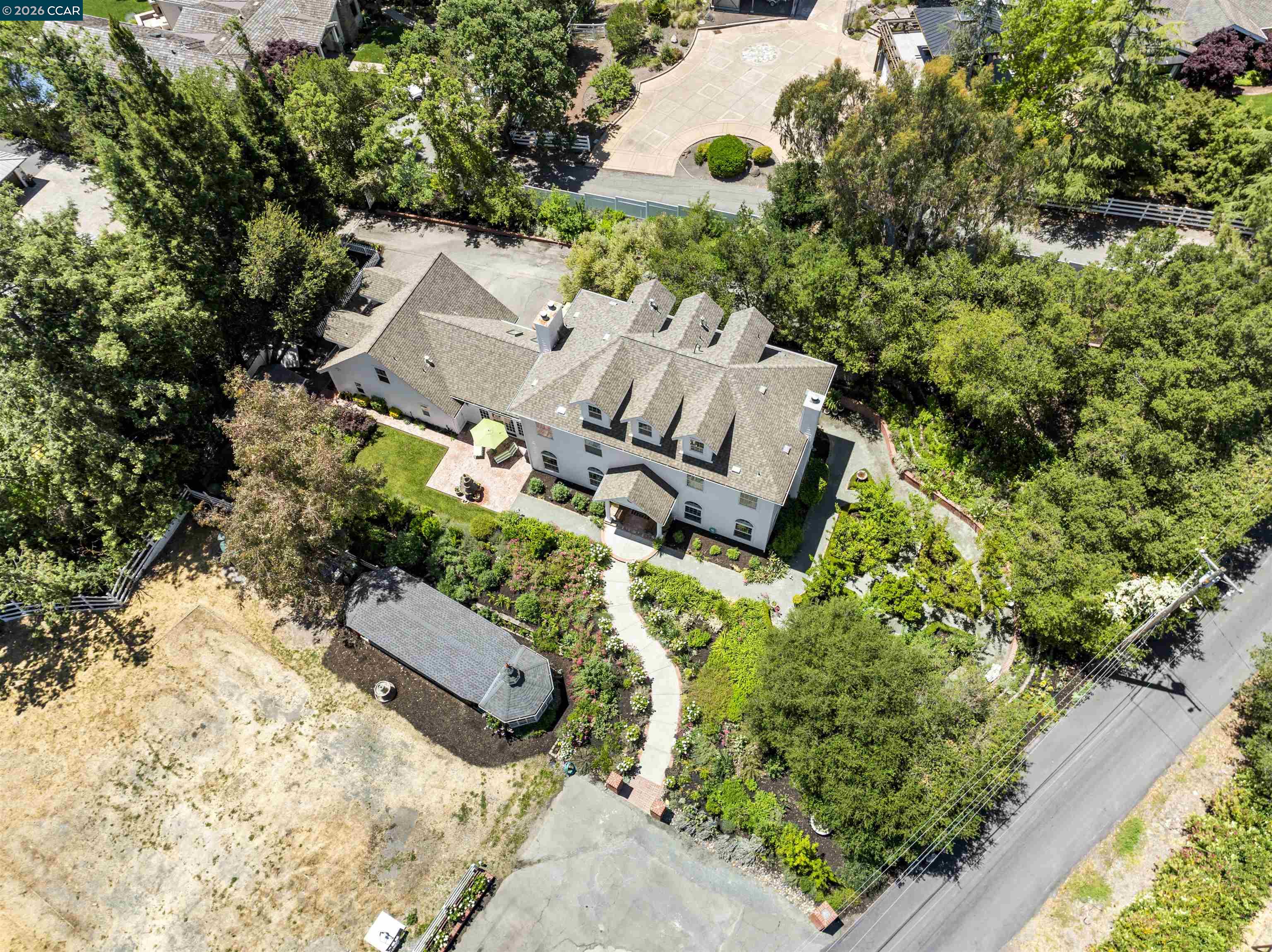 177 Oak Road Alamo, CA 94507 - Photo 53 of 85 an aerial view of a house with a yard and covered with swimming pool
