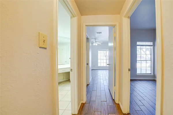 a view of a bathroom with a glass door