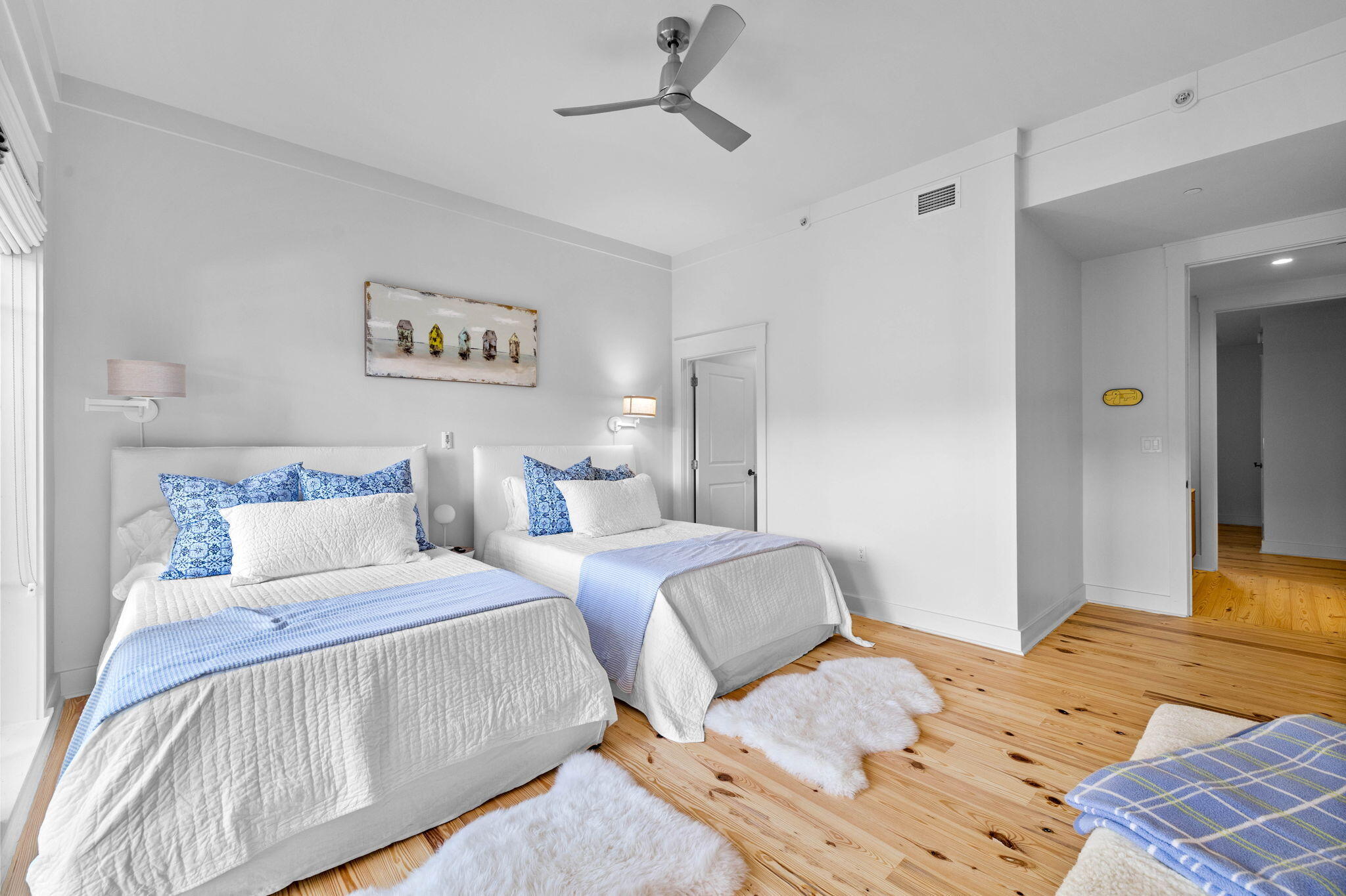 37 Compass Point Way South, Unit 107 Inlet Beach, FL 32461 - Photo 30 of 40 a bedroom with two bed and a large mirror