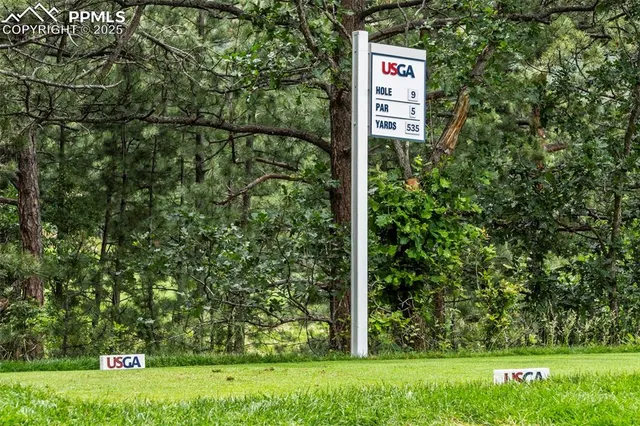 a view of a sign in a yard