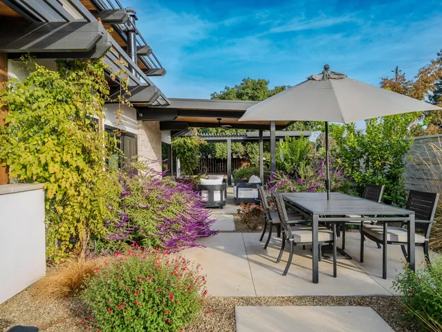 a view of outdoor space with seating area