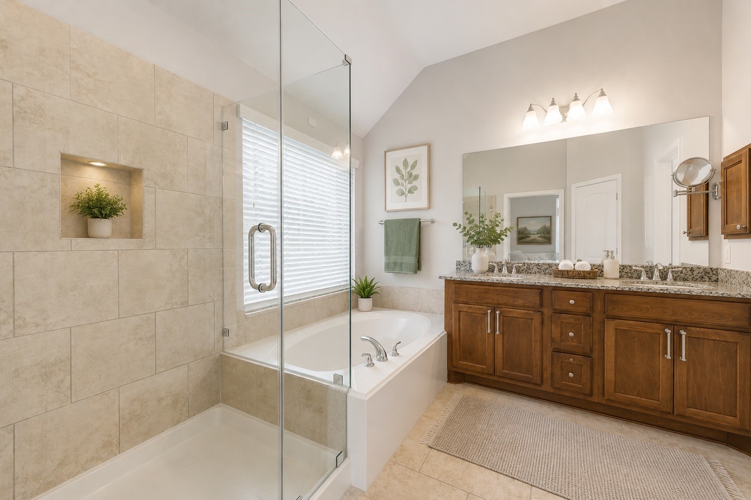27407 Gatlin Lane Spring, TX 77386 - Photo 7 of 35 This image has been virtually staged to showcase the potential of the spacious primary bathroom. Thoughtfully placed accessories and décor create a spa-like feel while highlighting the elegant finishes, generous layout, and everyday functionality.