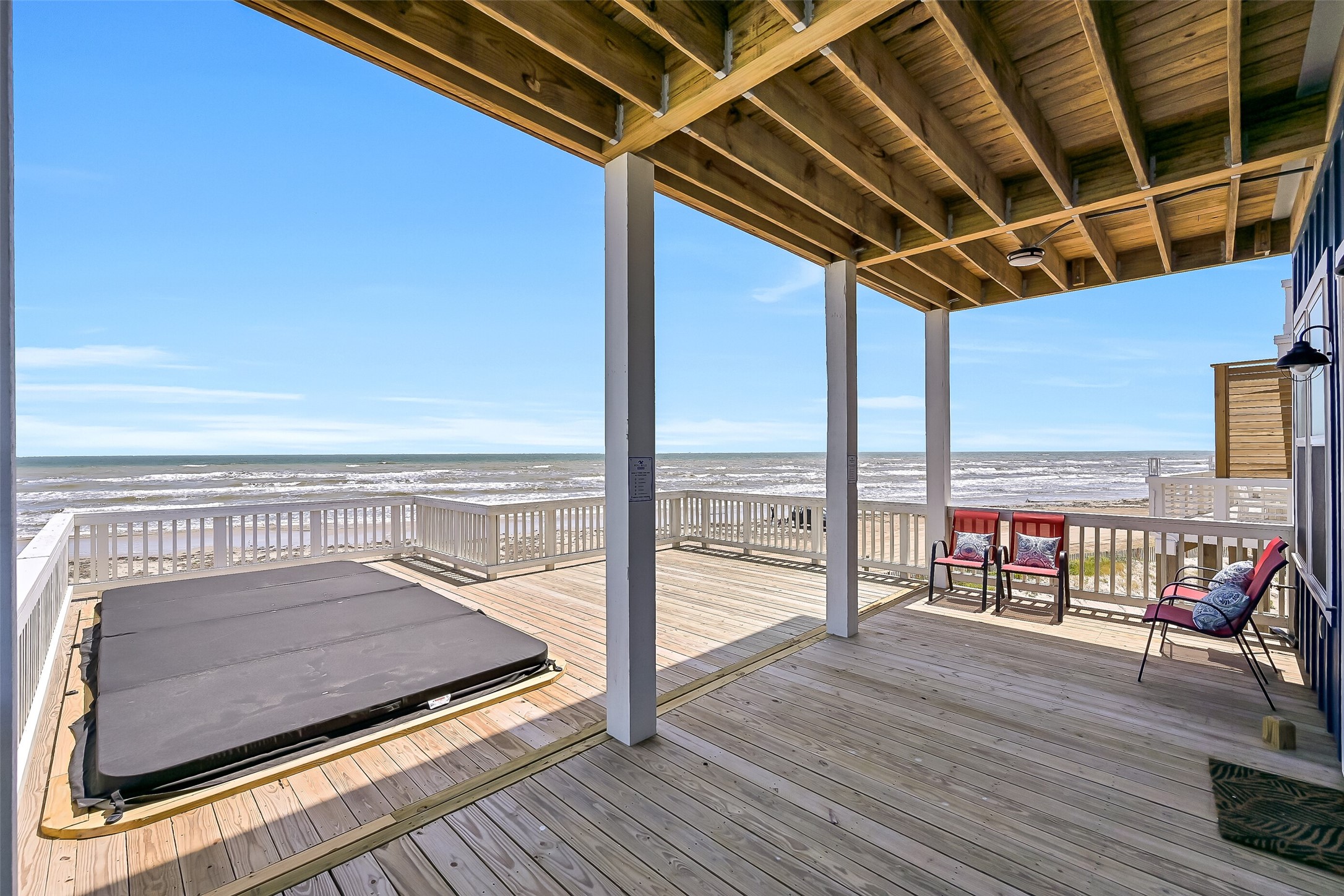 16728 West Beach Road Jamaica Beach, TX 77554 - Photo 6 of 46 As you make your way to the front door you will come up to this expansive deck overlooking the beach.