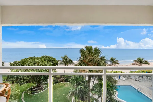 a view of a balcony with an outdoor space