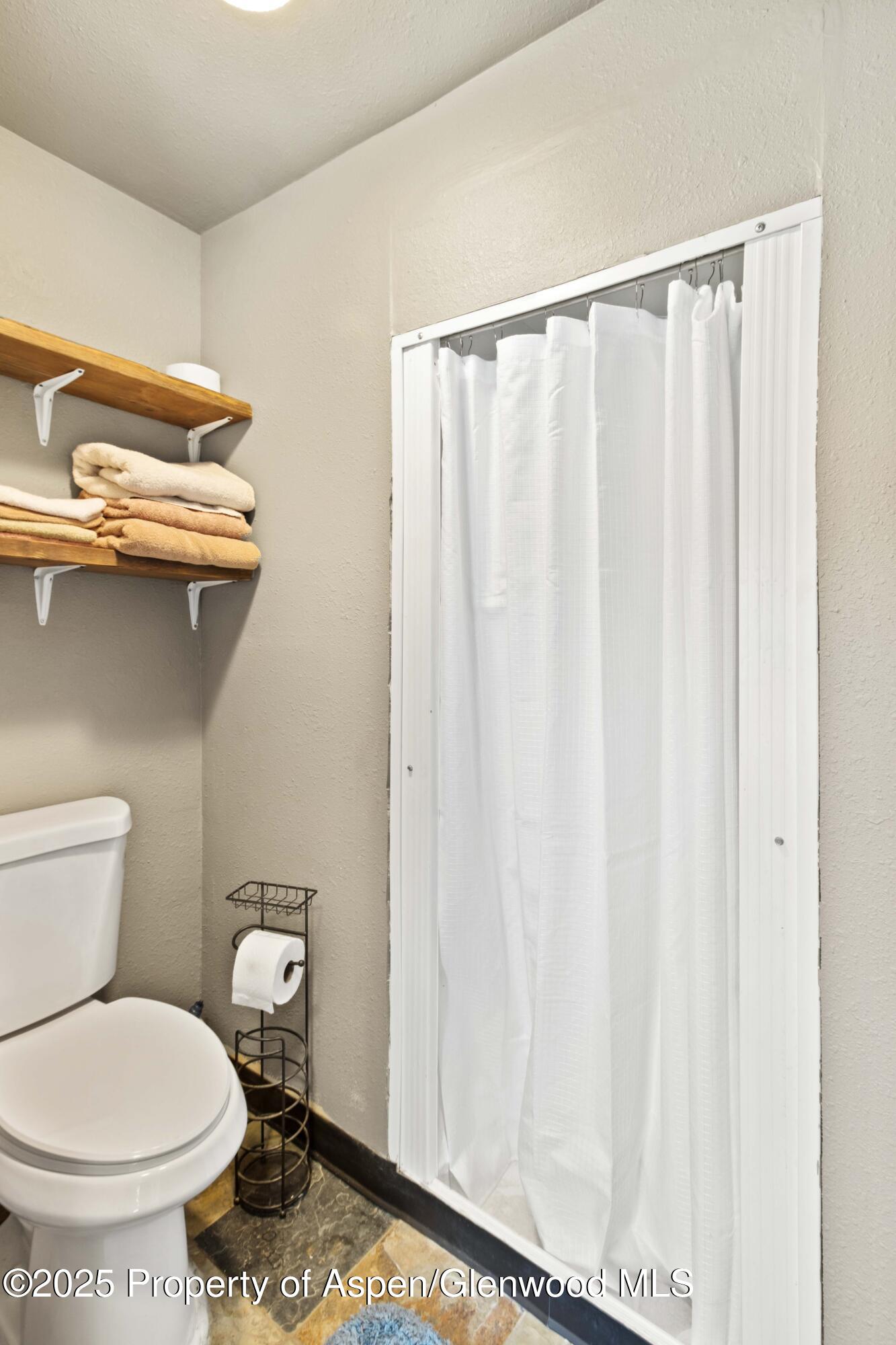 3211 County Road 237 Rifle, CO 81650 - Photo 51 of 56 a bathroom with a toilet and a shower curtain
