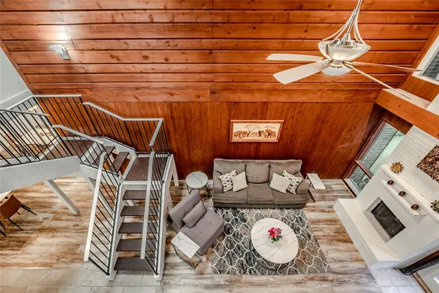 a view of an outdoor space with seating area