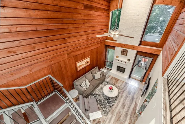 a view of an outdoor space with seating area