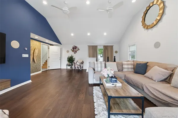 a view of a lake with a mountain in the background