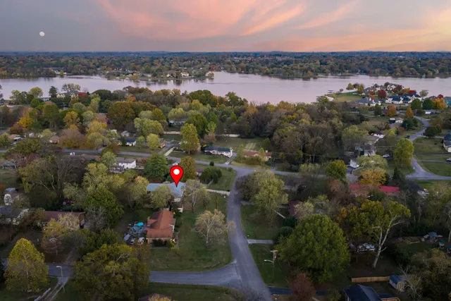 a view of lake and mountain