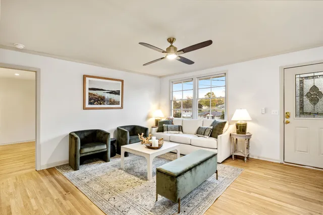 a living room with furniture