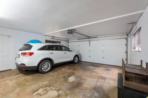 a car parked in a garage