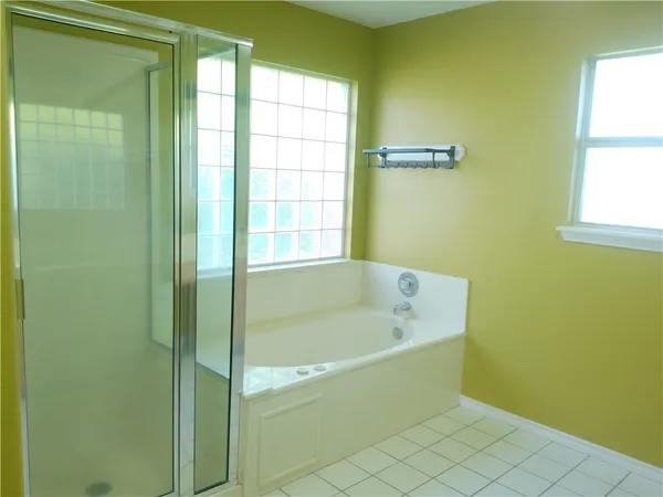 a bathroom with a bathtub