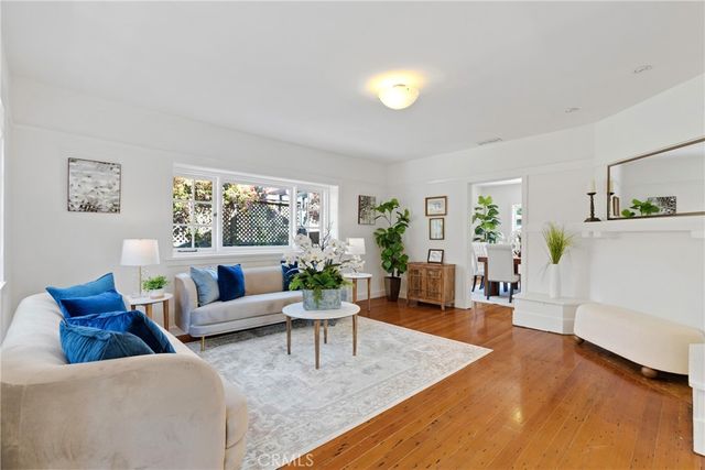 a living room with furniture potted plant and a window