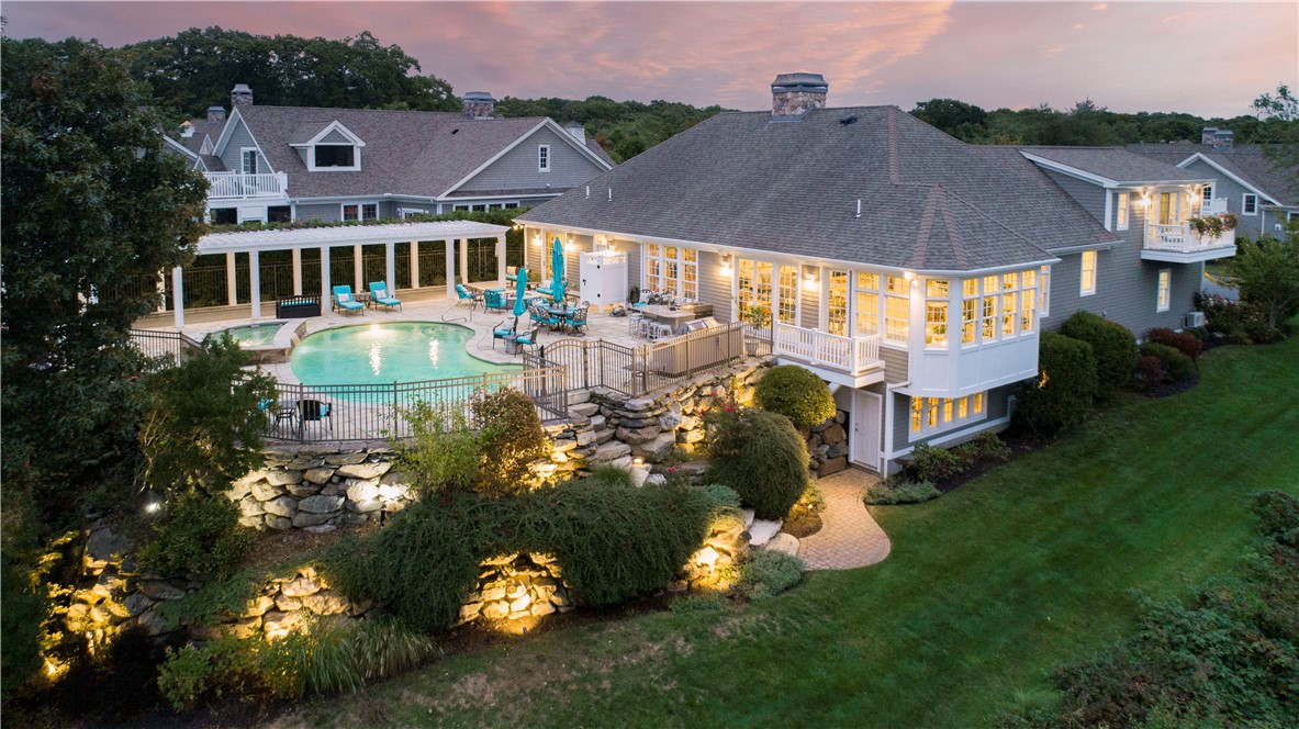 2 Kettle Cl Westerly, RI 02891 - Photo 41 of 49 Aerial view of landscape lighting at twilight
