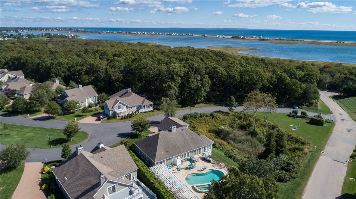 2 Kettle Cl Westerly, RI 02891 - Photo 9 of 49 Aerial view of 2 Kettle Close and Winnapaug Pond and Atlantic Ocean in distance