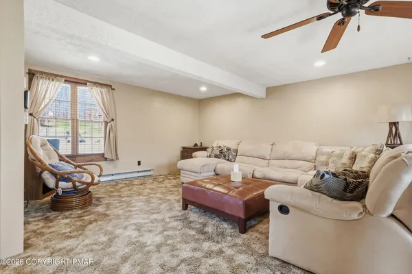 a living room with furniture