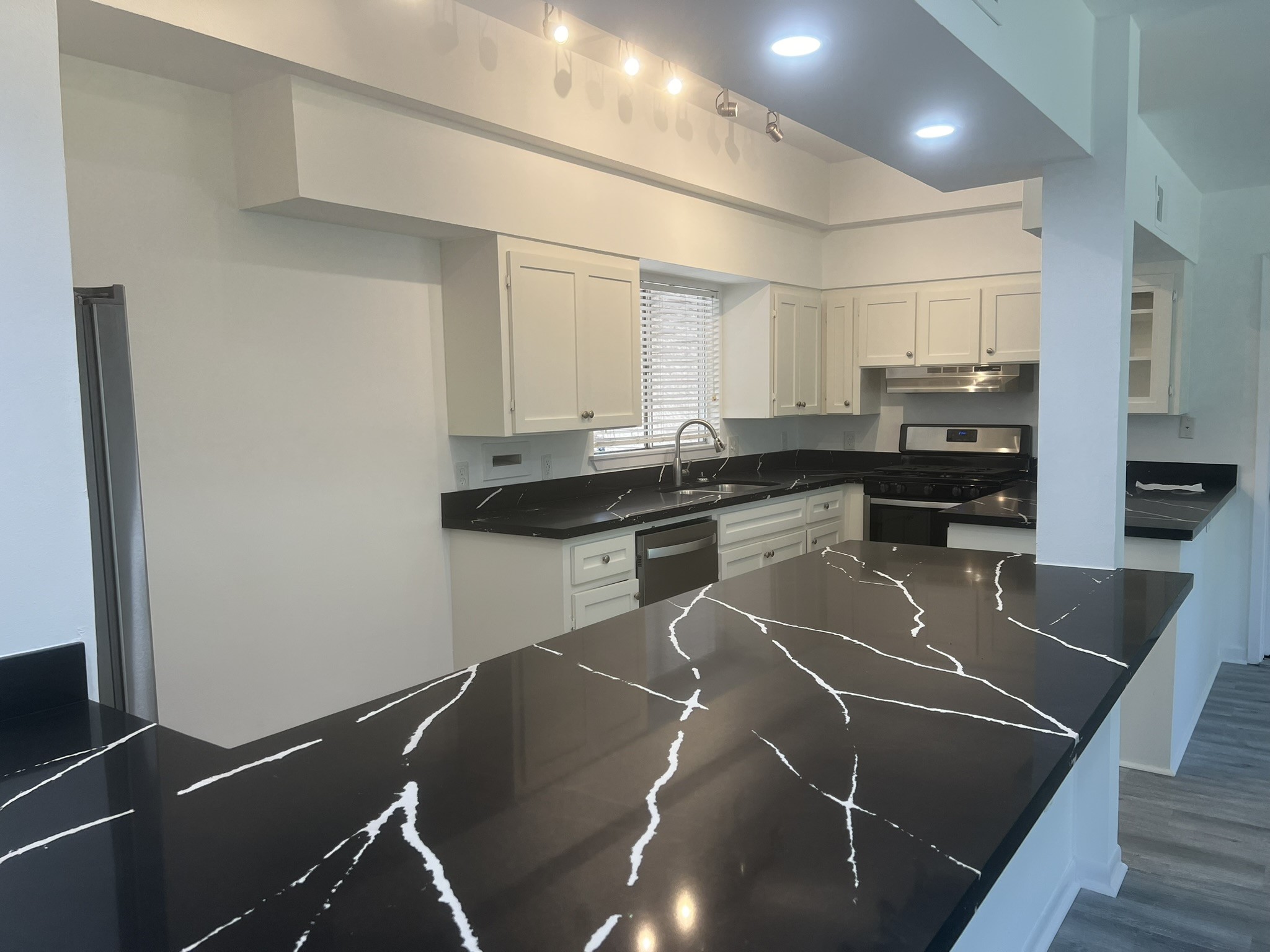 9007 Dunlap Street Houston, TX 77074 - Photo 4 of 22 Kitchen- STUNNING GRANITE counters, 2 DEEP sinks, Doubke Doir Frig included, Massive storage… COMPLETELY REMODELED!