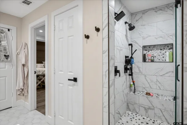 a bathroom with a shower