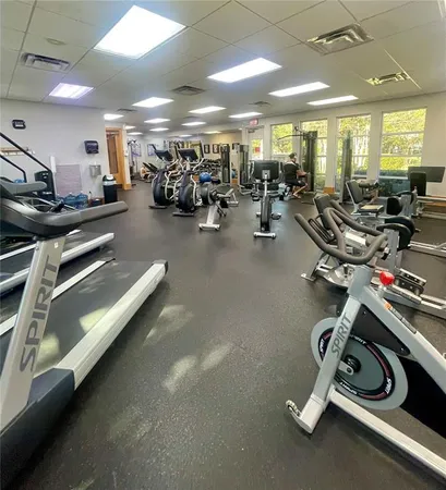 a view of a room with gym equipment