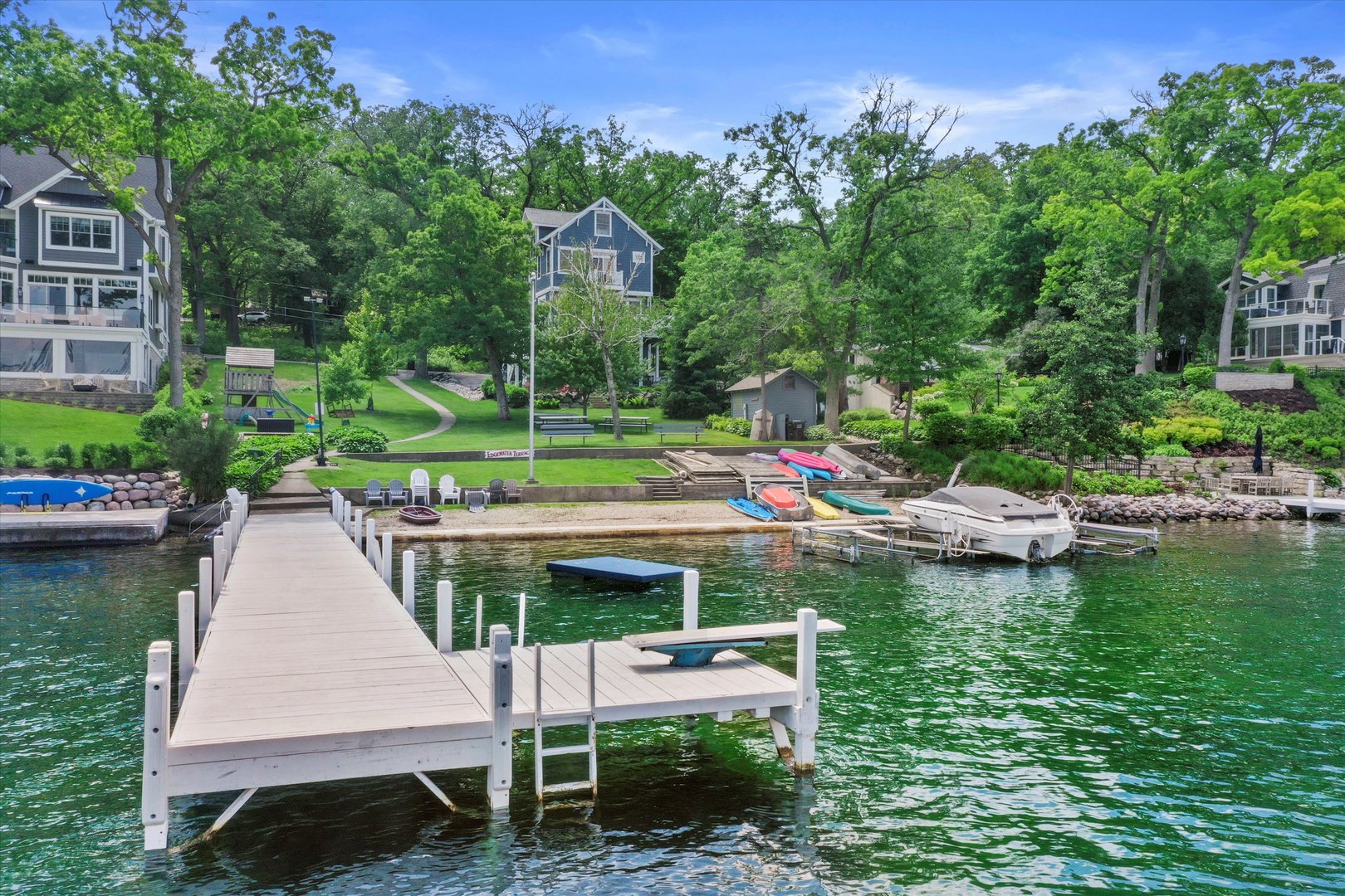 N1801 Birch Drive Linn, WI 53147 - Photo 20 of 33 a aerial view of a house with swimming pool garden and outdoor seating