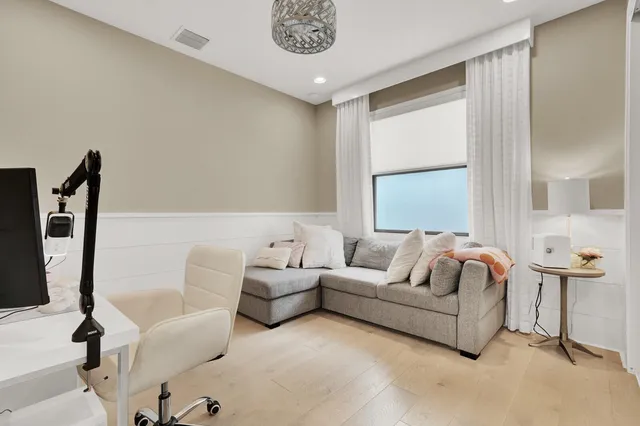 a view of a dining area with furniture