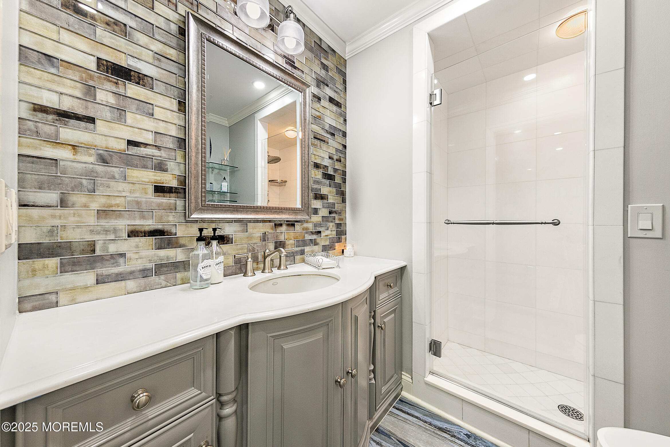 45 Wardell Avenue Rumson, NJ 07760 - Photo 16 of 57 a bathroom with a sink and a mirror