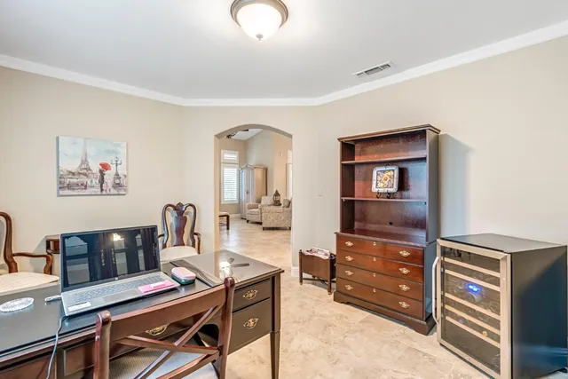 a workspace with furniture