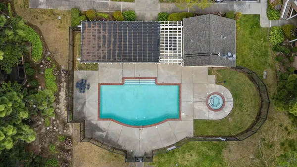 an aerial view of a house