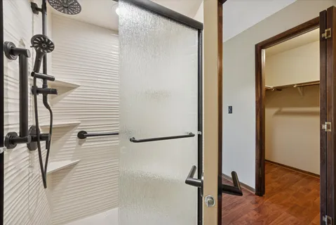 a bathroom with a shower