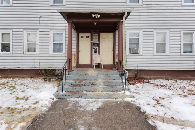 a view of a road with snow on the road