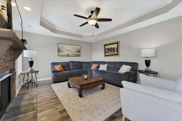 a living room with furniture