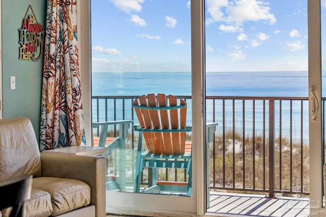 a view of ocean from a balcony