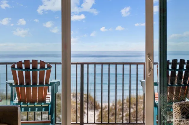 a view of ocean from a balcony