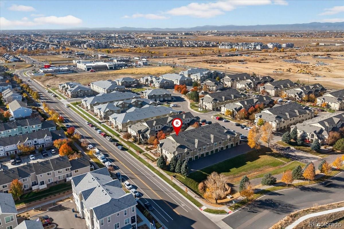 an aerial view of a city