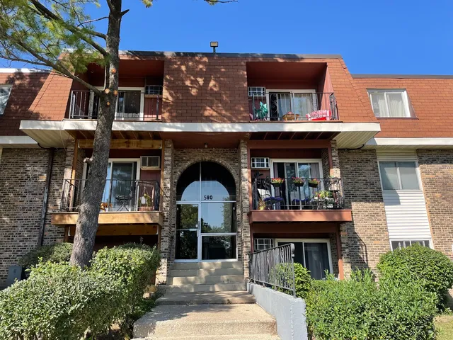 a front view of residential houses