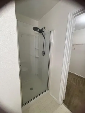 a bath tub sitting in a bathroom