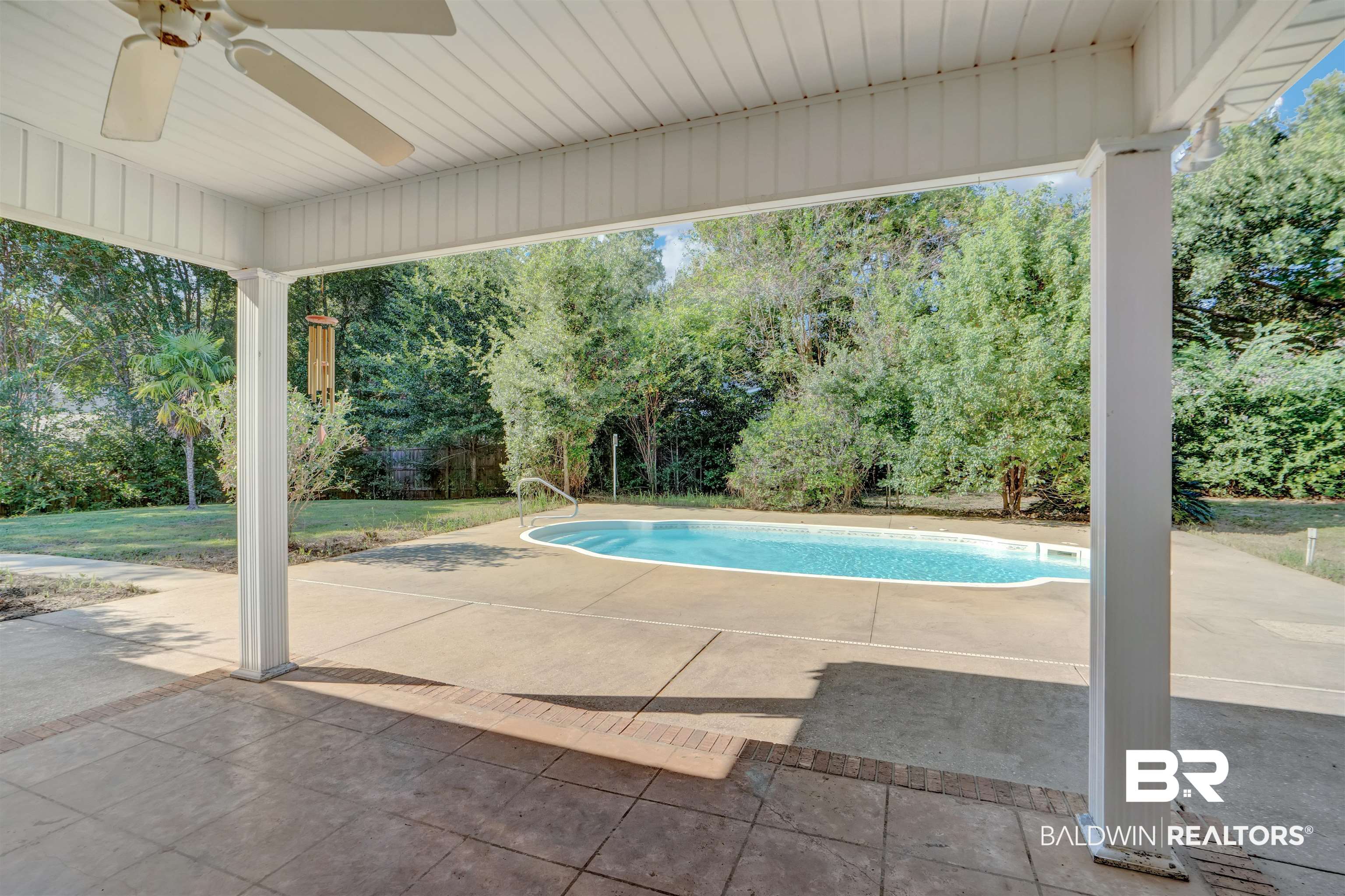 10951 Driver Court Fairhope, AL 36532 - Photo 39 of 46 View of pool featuring ceiling fan and a patio