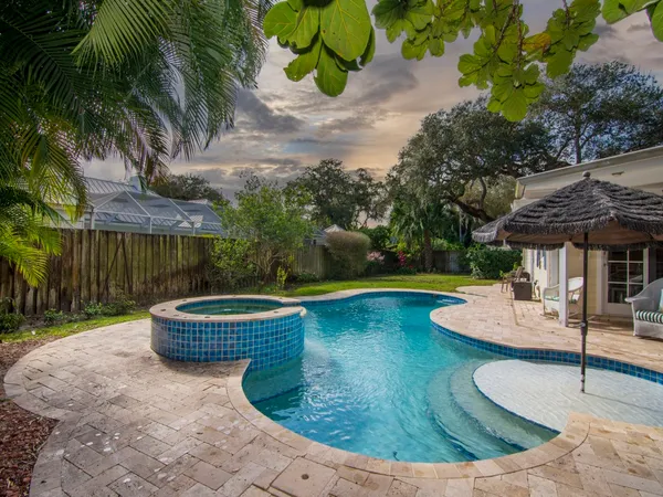 a view of outdoor space yard and swimming pool