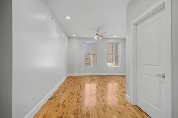 a view of small space with racks on the wall