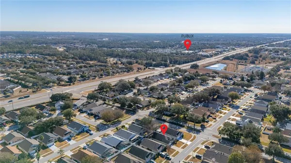an aerial view of multiple house