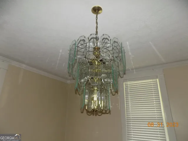 a close view of a chandelier in the house