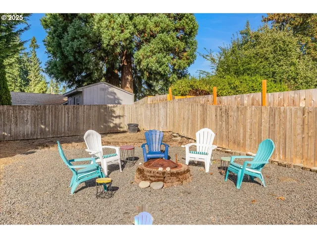 a view of a table and chairs in patio