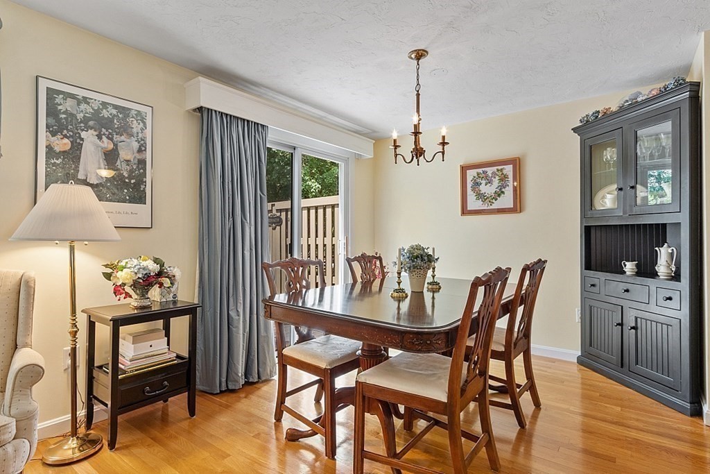 109 C Ridgefield Circle, Unit C Clinton, MA 01510 - Photo 8 of 39 a dining room with furniture a chandelier and wooden floor
