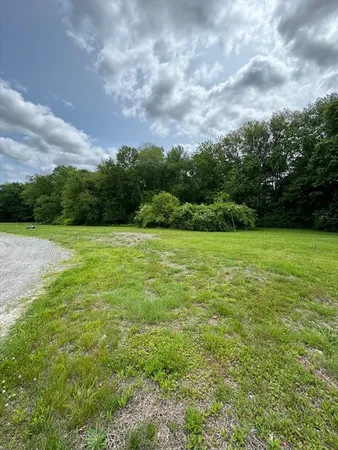 a view of a field of grass and trees