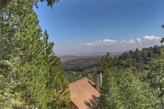 a view of a lush green field with a tree in the background