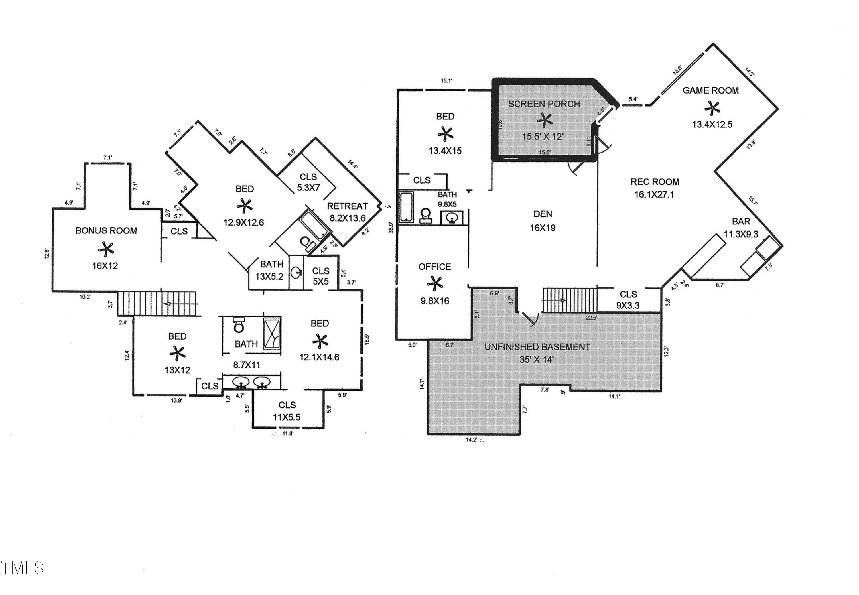 2933 Elmfield Street Raleigh, NC 27614 - Photo 60 of 60 2nd floor and basement floorplan